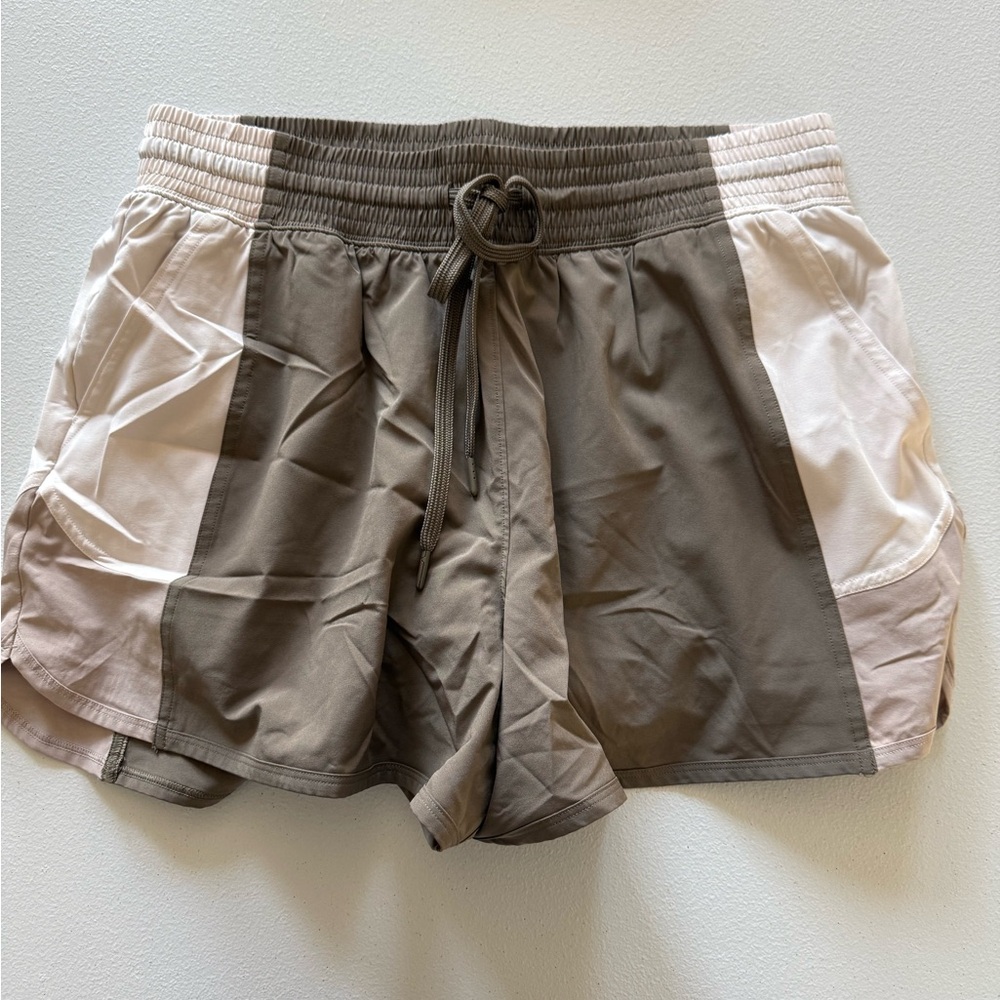 Abercrombie & Fitch Two-Tone Olive and Light Pink Athletic Shorts